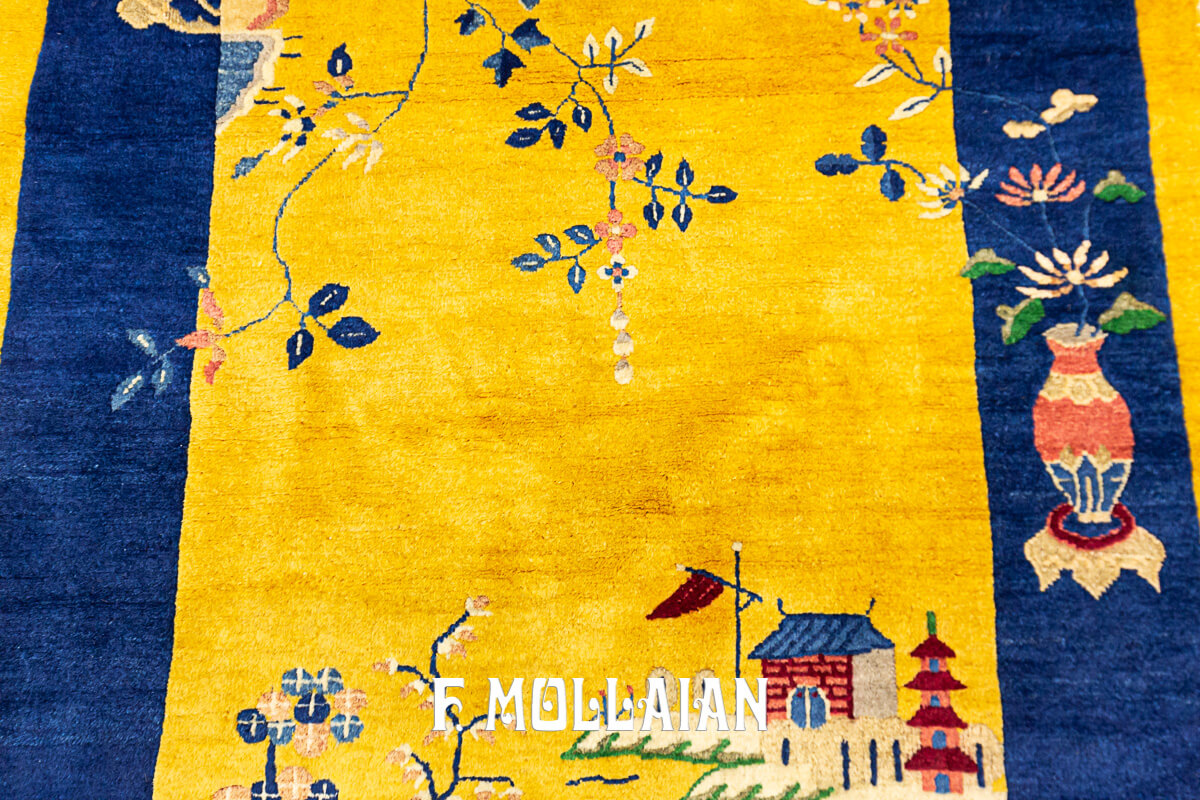 Yellowish Decorative Antique Chinese Peking Rugs n°:791696